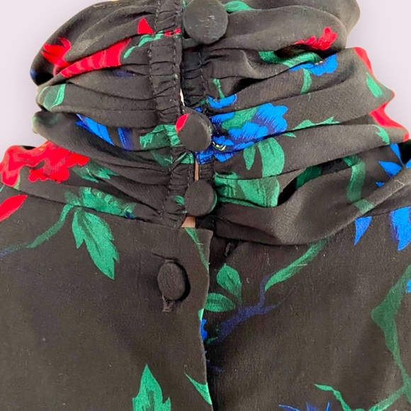 Vintage Alcott & Andrews 100% Silk Bright Floral Blouse Size 6 - Picture 6 of 7